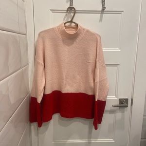 koch neck color block knit sweater
